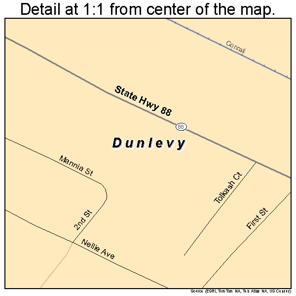 Dunlevy, Pennsylvania road map detail