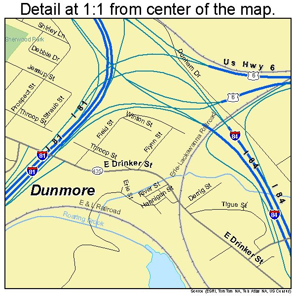 Dunmore, Pennsylvania road map detail