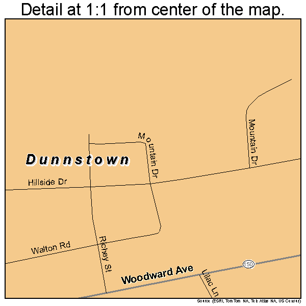 Dunnstown, Pennsylvania road map detail