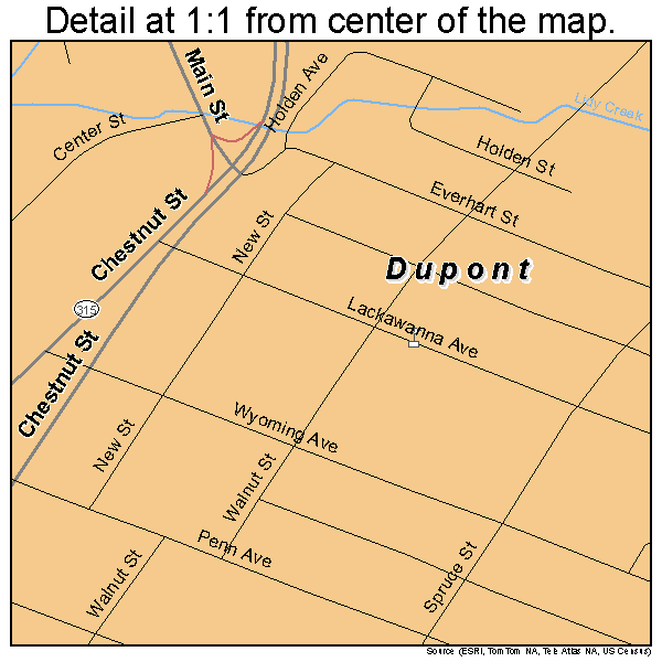 Dupont, Pennsylvania road map detail