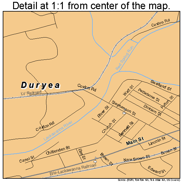 Duryea, Pennsylvania road map detail