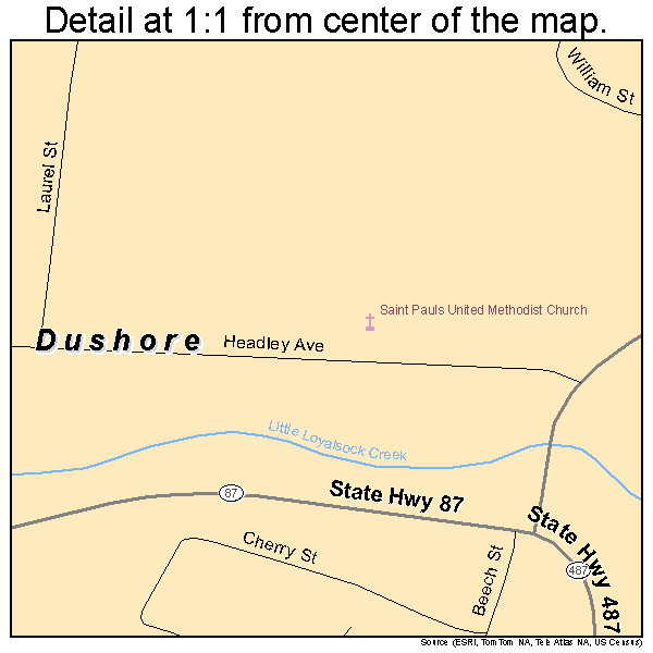 Dushore, Pennsylvania road map detail