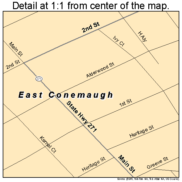East Conemaugh, Pennsylvania road map detail