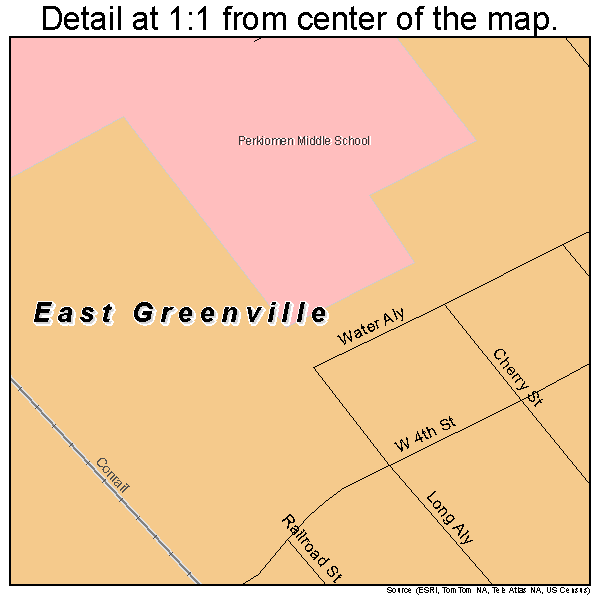 East Greenville, Pennsylvania road map detail