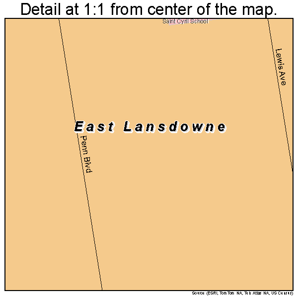 East Lansdowne, Pennsylvania road map detail