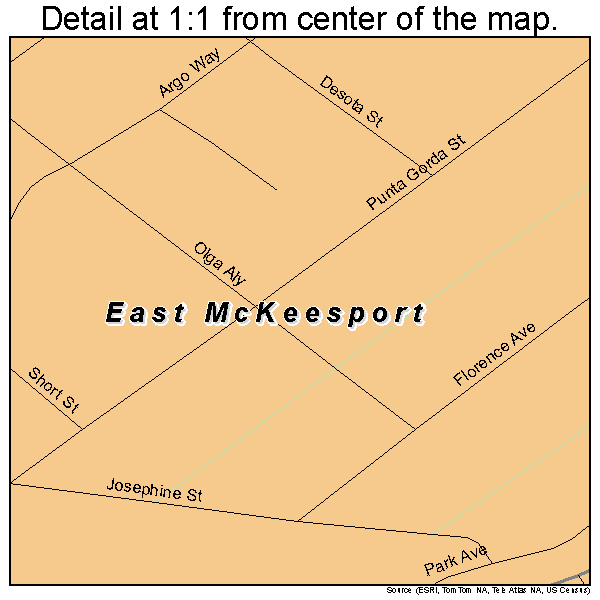 East McKeesport, Pennsylvania road map detail
