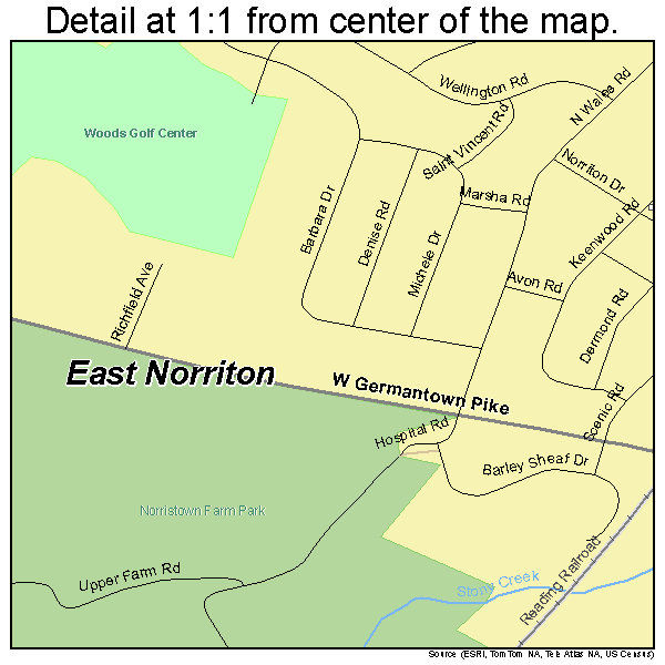 East Norriton, Pennsylvania road map detail