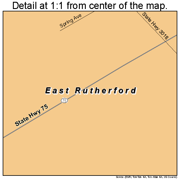 East Rutherford, Pennsylvania road map detail