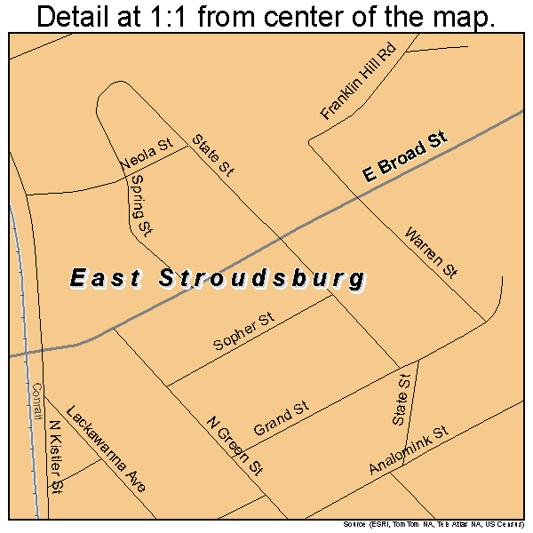 East Stroudsburg, Pennsylvania road map detail