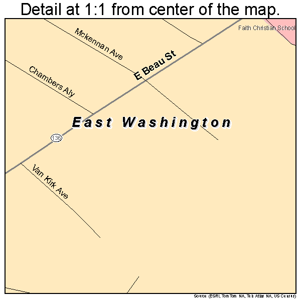 East Washington, Pennsylvania road map detail