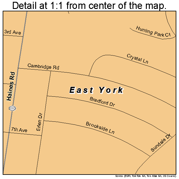 East York, Pennsylvania road map detail