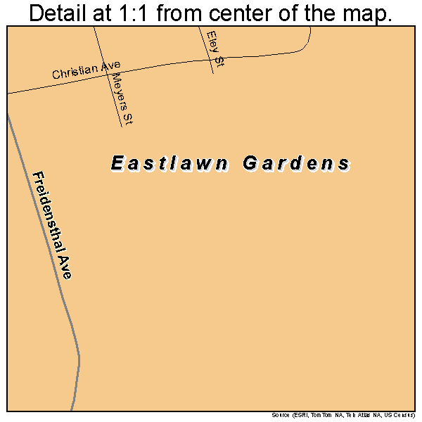 Eastlawn Gardens, Pennsylvania road map detail