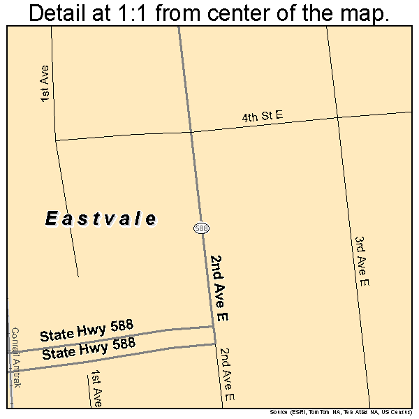 Eastvale, Pennsylvania road map detail