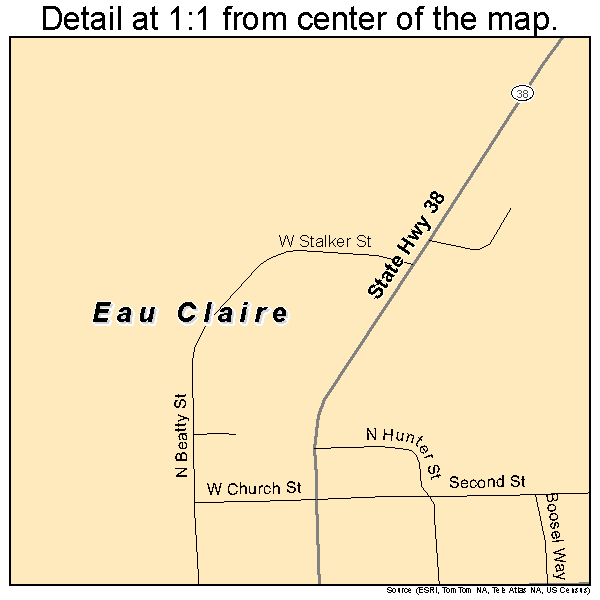 Eau Claire, Pennsylvania road map detail