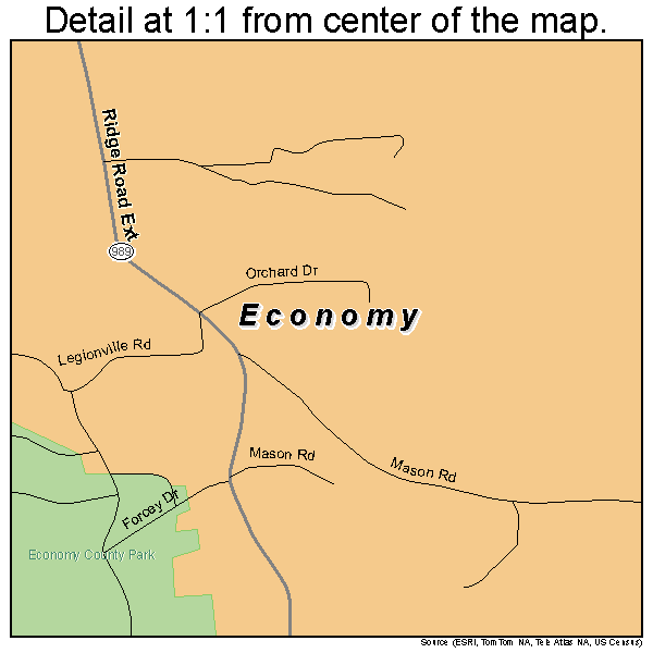 Economy, Pennsylvania road map detail