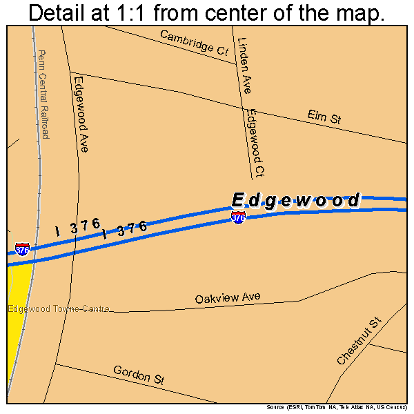 Edgewood, Pennsylvania road map detail