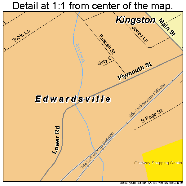 Edwardsville, Pennsylvania road map detail