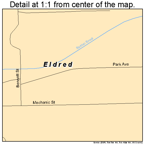 Eldred, Pennsylvania road map detail