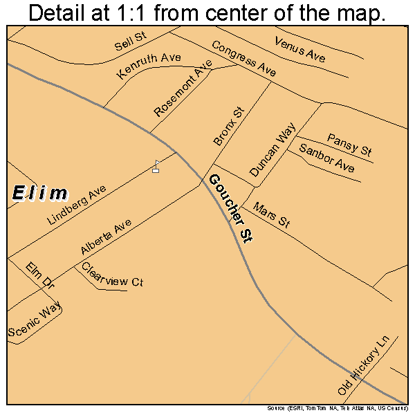 Elim, Pennsylvania road map detail