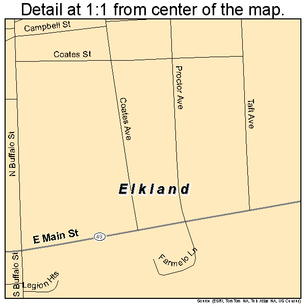 Elkland, Pennsylvania road map detail