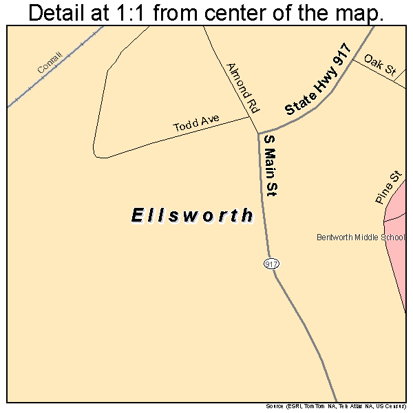 Ellsworth, Pennsylvania road map detail