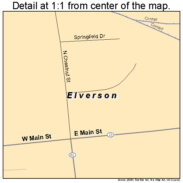 Elverson, Pennsylvania road map detail