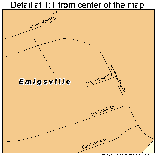 Emigsville, Pennsylvania road map detail