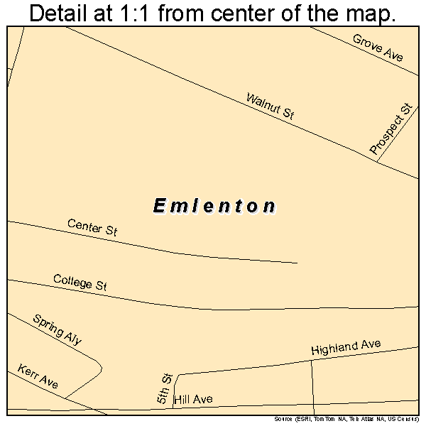 Emlenton, Pennsylvania road map detail