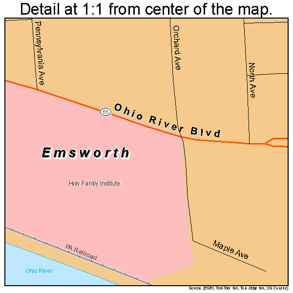 Emsworth, Pennsylvania road map detail