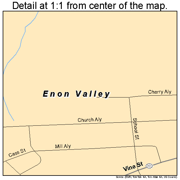 Enon Valley, Pennsylvania road map detail