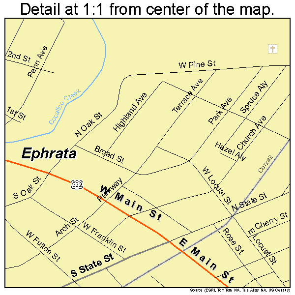 Ephrata, Pennsylvania road map detail