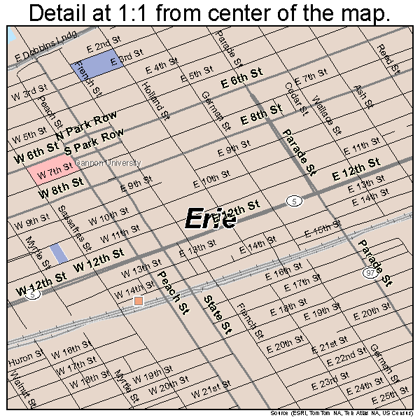 Erie, Pennsylvania road map detail