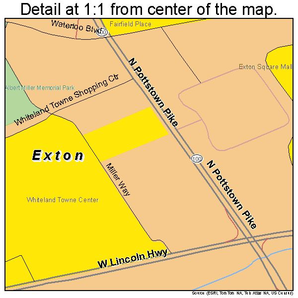 Exton, Pennsylvania road map detail
