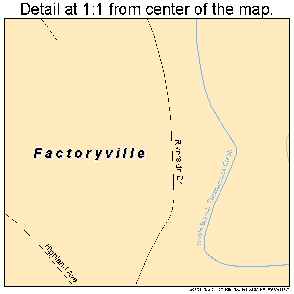 Factoryville, Pennsylvania road map detail