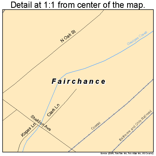Fairchance, Pennsylvania road map detail