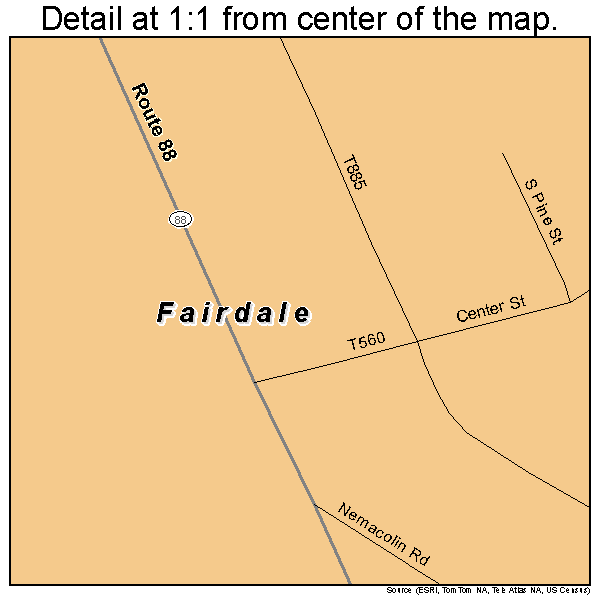 Fairdale, Pennsylvania road map detail
