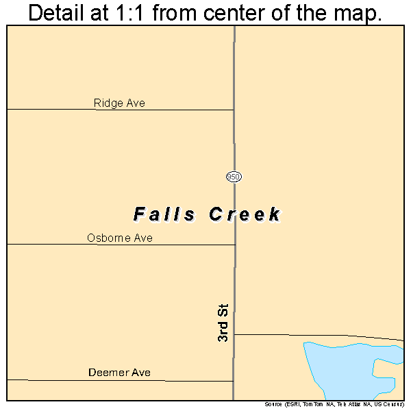 Falls Creek, Pennsylvania road map detail
