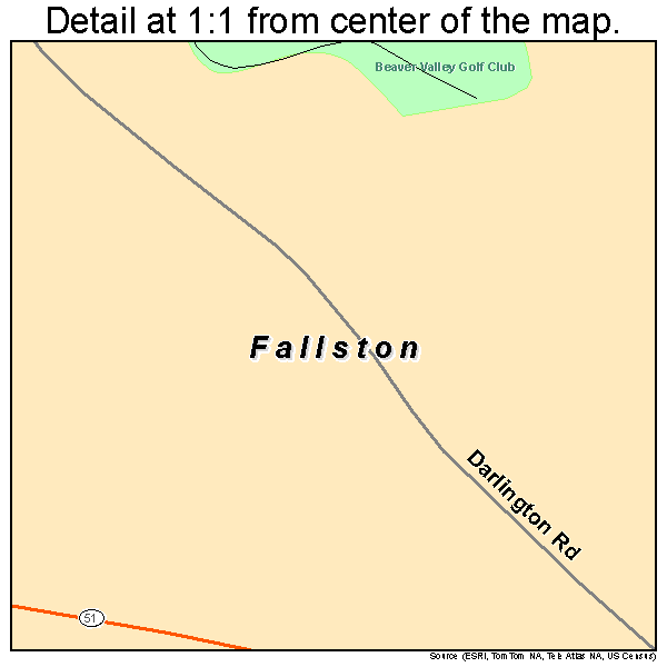 Fallston, Pennsylvania road map detail