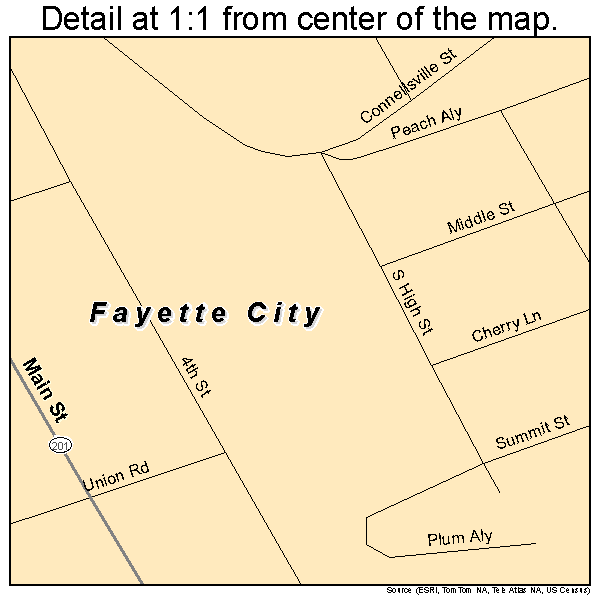 Fayette City, Pennsylvania road map detail