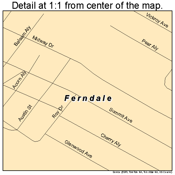 Ferndale, Pennsylvania road map detail