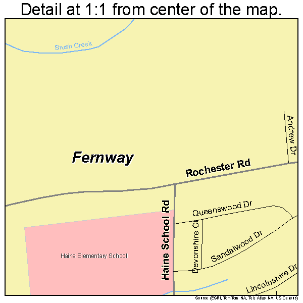 Fernway, Pennsylvania road map detail