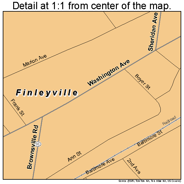 Finleyville, Pennsylvania road map detail