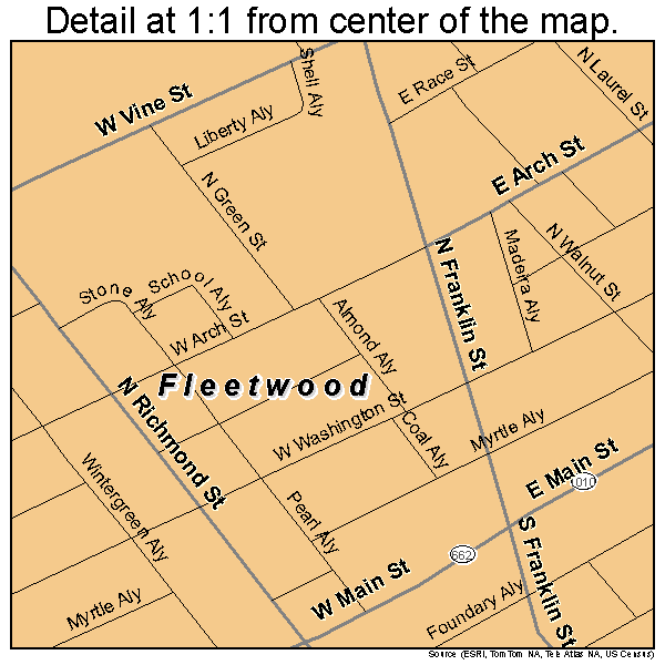Fleetwood, Pennsylvania road map detail
