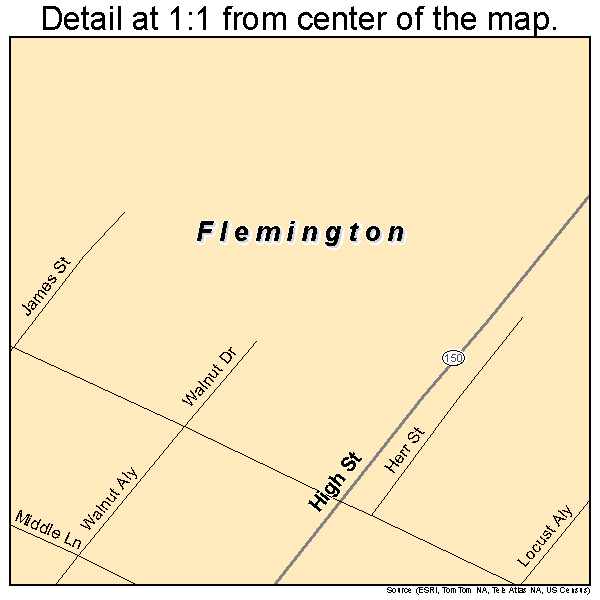 Flemington, Pennsylvania road map detail