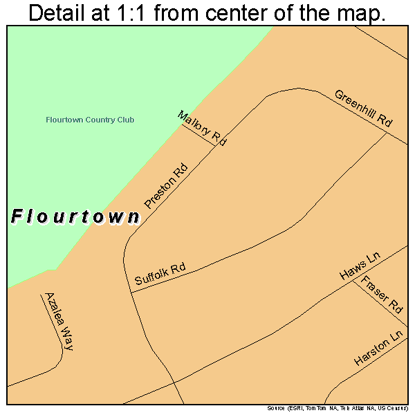 Flourtown, Pennsylvania road map detail