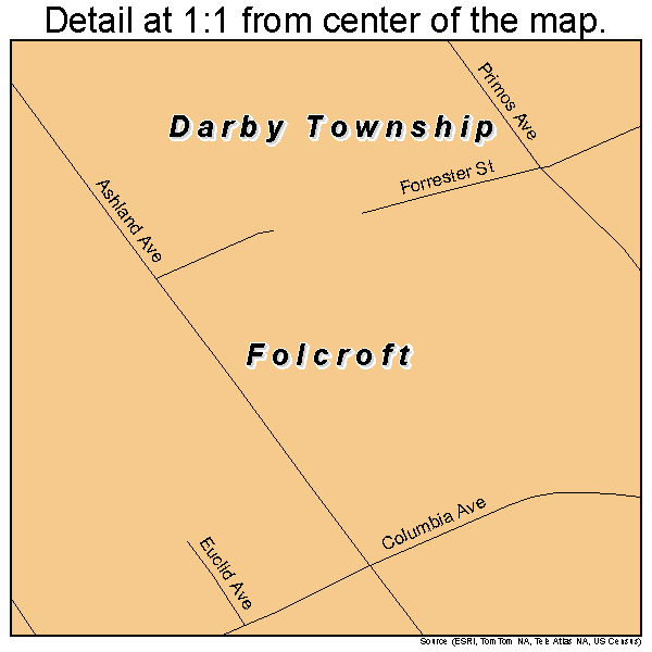 Folcroft, Pennsylvania road map detail