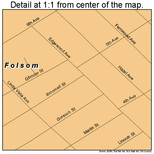 Folsom, Pennsylvania road map detail