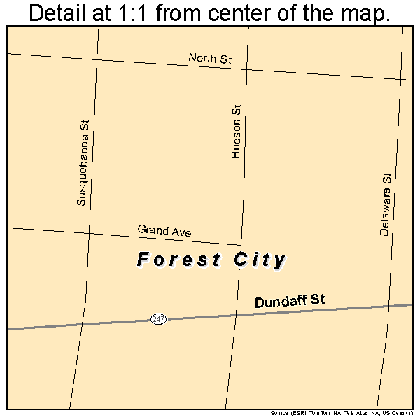 Forest City, Pennsylvania road map detail