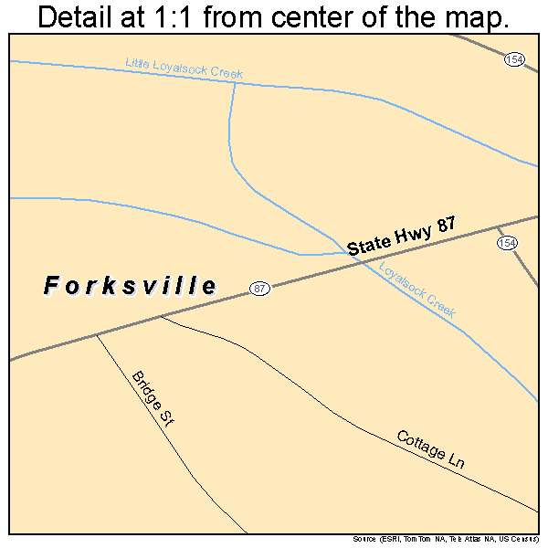 Forksville, Pennsylvania road map detail