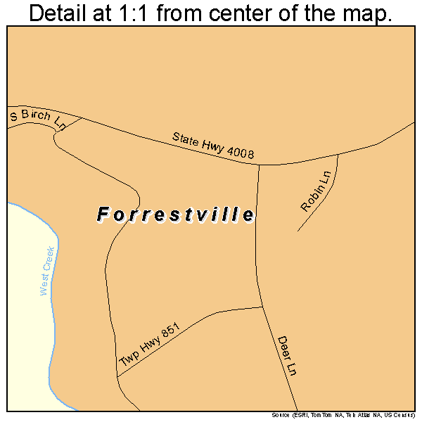 Forrestville, Pennsylvania road map detail